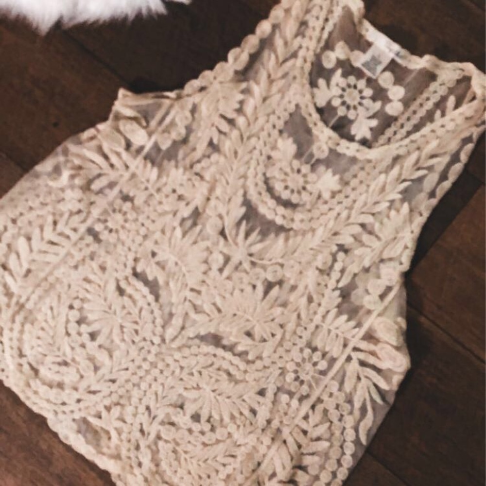 Crochet and lace tank top